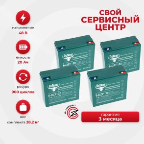 Комплект тяговых аккумуляторов Rutrike 6-DZF-20 (48V 20Ah)